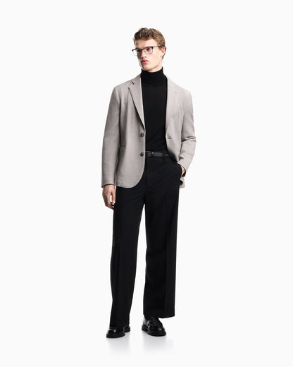 Single-breasted jacket in 3D waffle-effect wool jersey