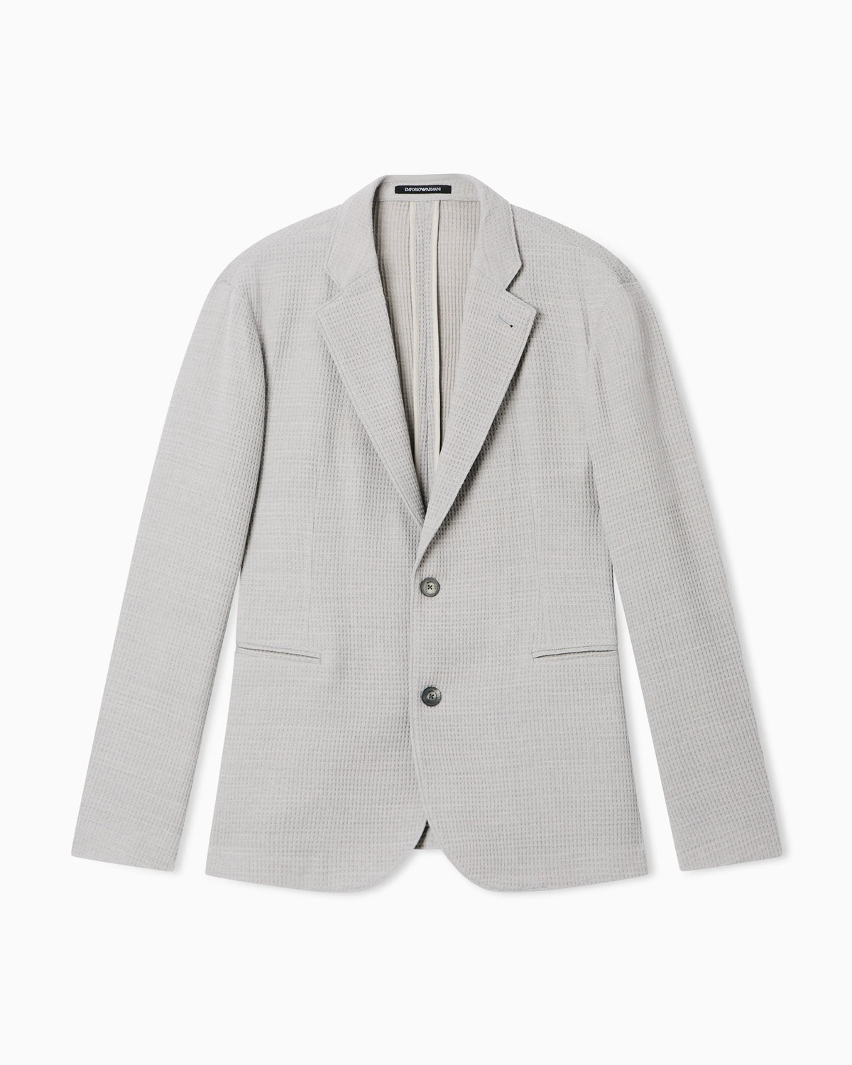 Single-breasted jacket in 3D waffle-effect wool jersey