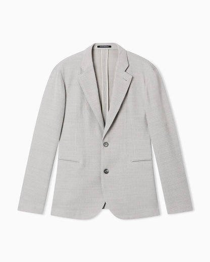 Single-breasted jacket in 3D waffle-effect wool jersey