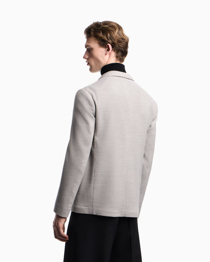 Single-breasted jacket in 3D waffle-effect wool jersey