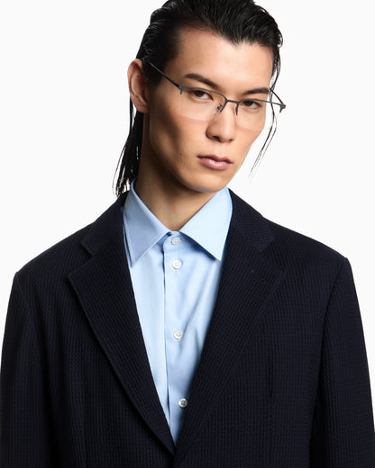Single-breasted jacket in 3D waffle-effect wool jersey