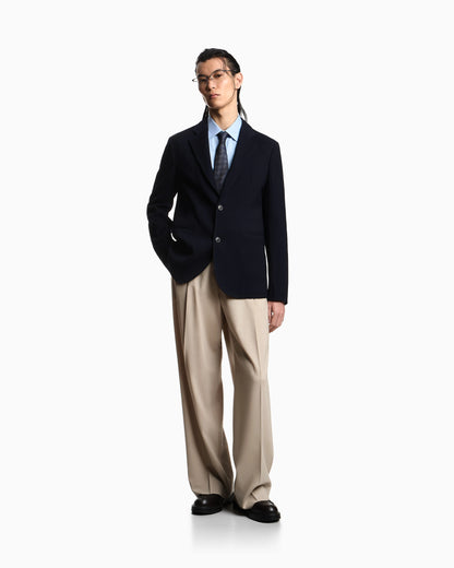 Single-breasted jacket in 3D waffle-effect wool jersey