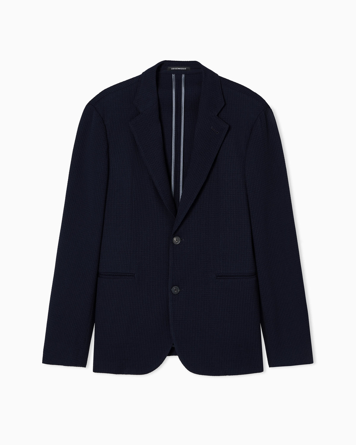 Single-breasted jacket in 3D waffle-effect wool jersey