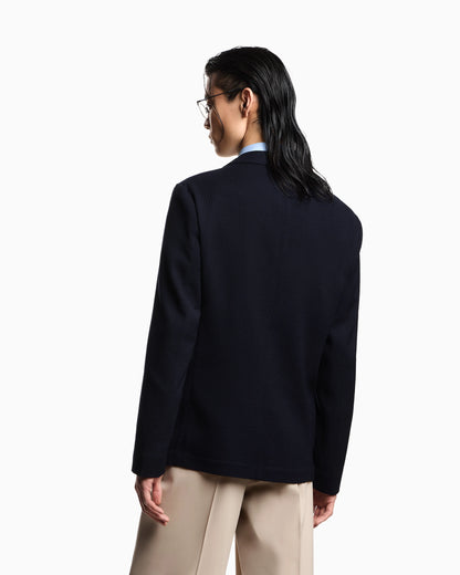 Single-breasted jacket in 3D waffle-effect wool jersey