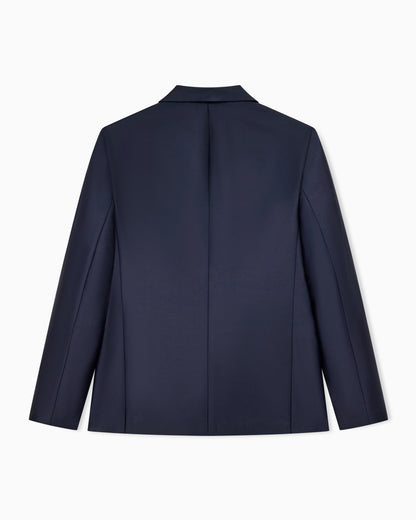 Single-breasted blazer in virgin wool and silk satin