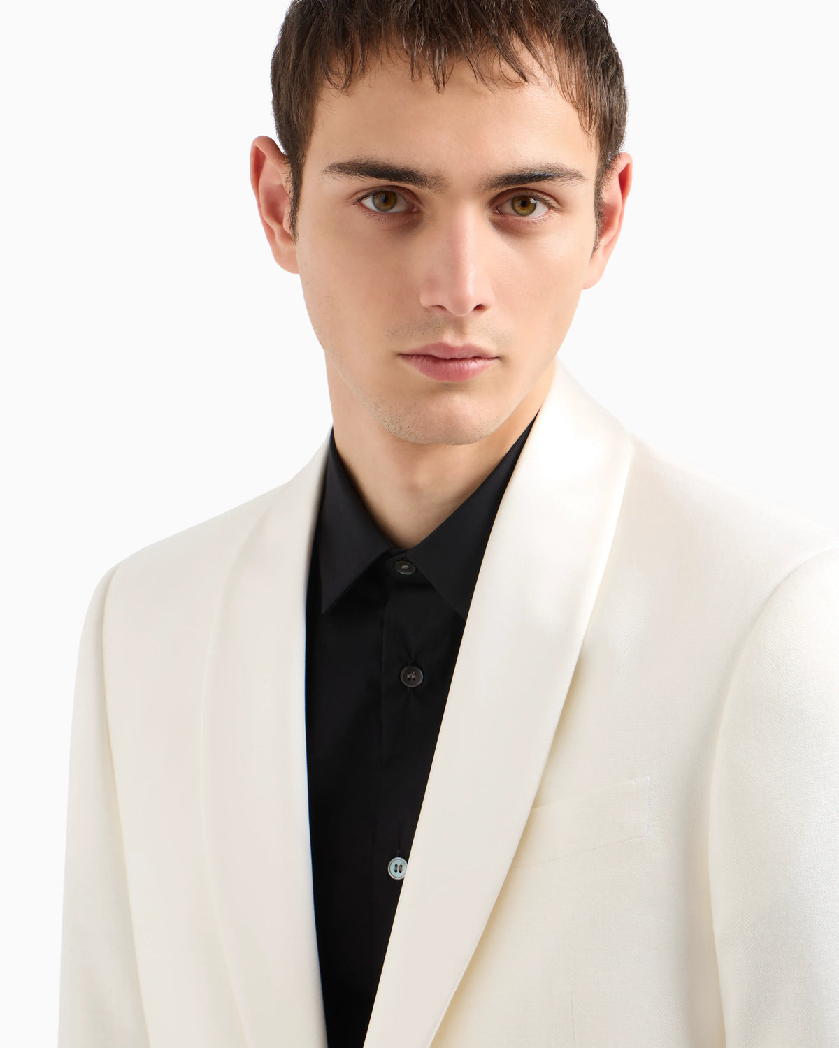 Shawl-collar jacket with satin lapels