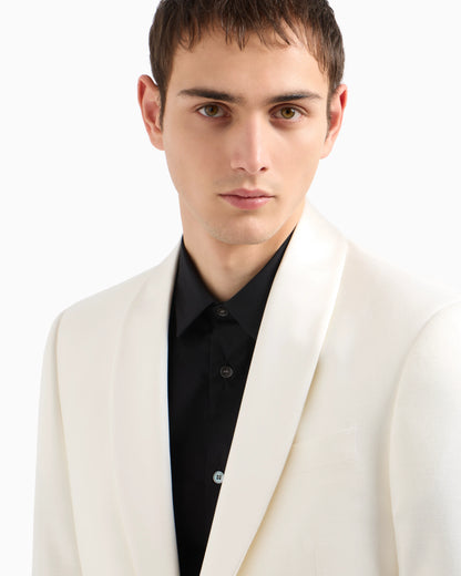 Shawl-collar jacket with satin lapels