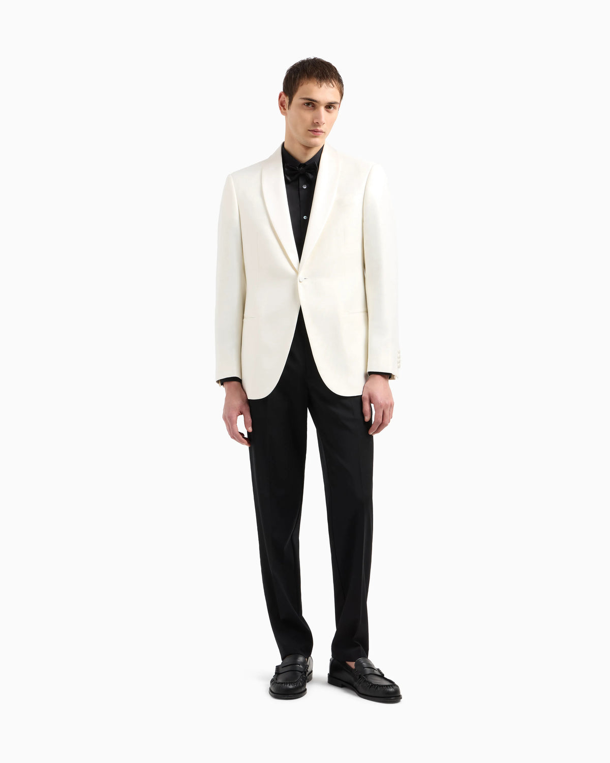 Shawl-collar jacket with satin lapels