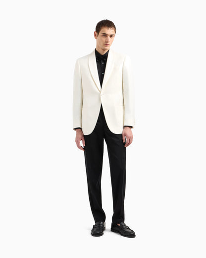 Shawl-collar jacket with satin lapels