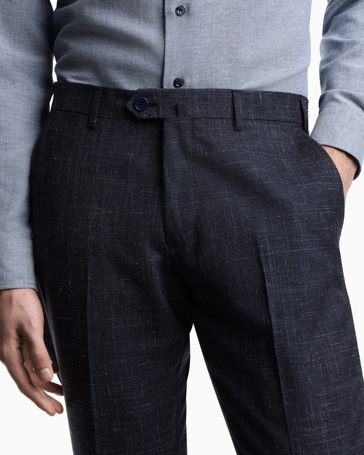 Tropical light wool canvas trousers