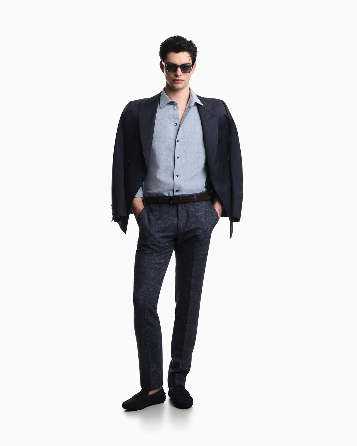 Tropical light wool canvas trousers