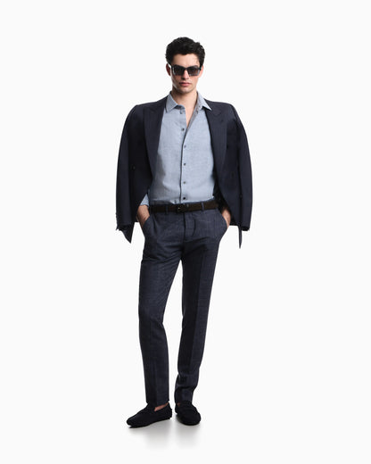 Tropical light wool canvas trousers