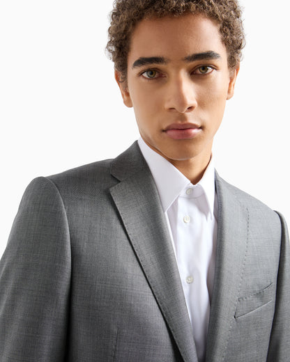 Single-breasted suit in a silky-finish grisaille