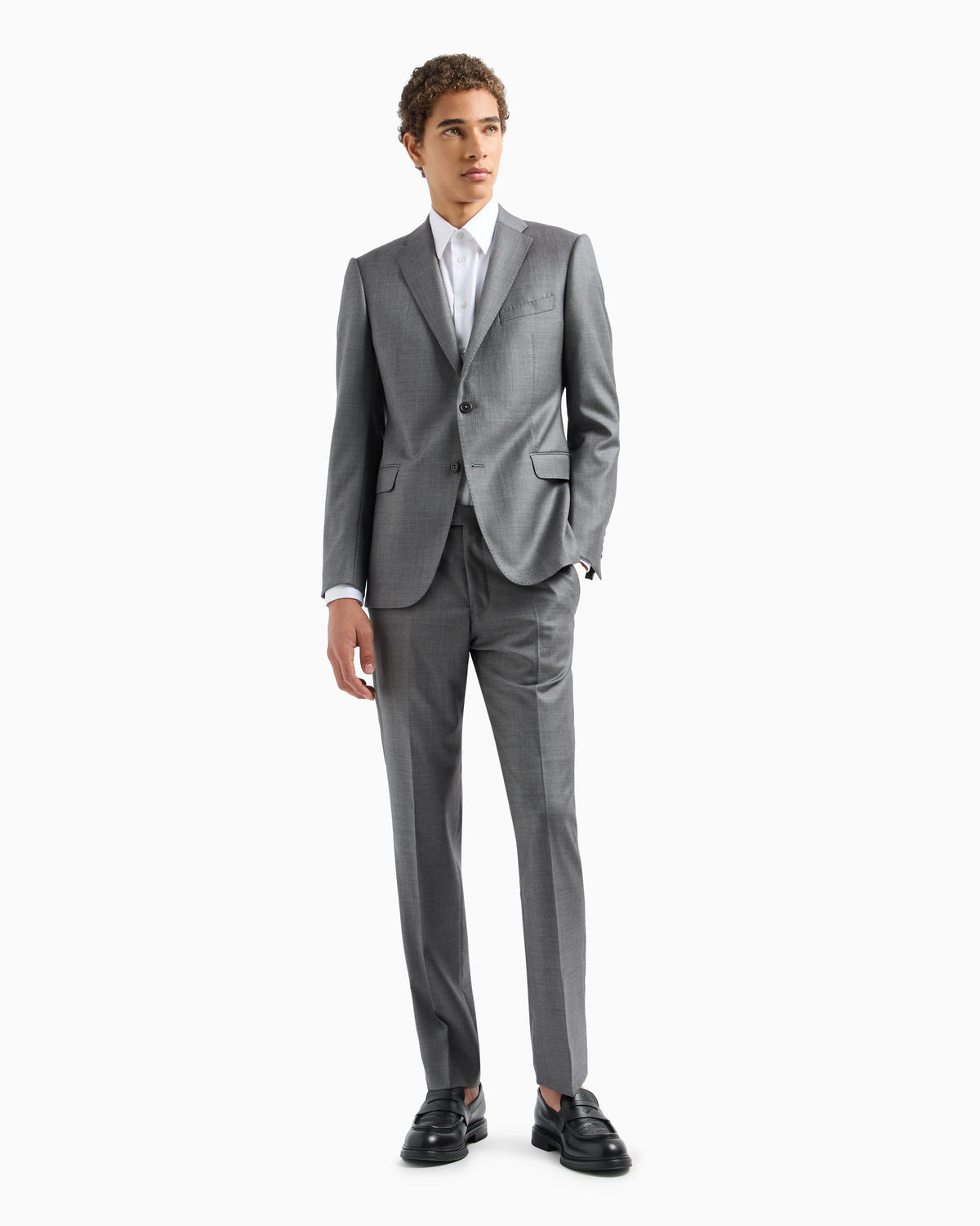 Single-breasted suit in a silky-finish grisaille