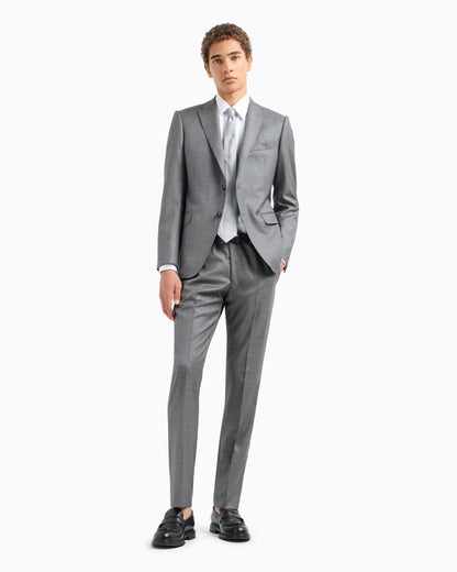 Single-breasted suit in a silky-finish grisaille