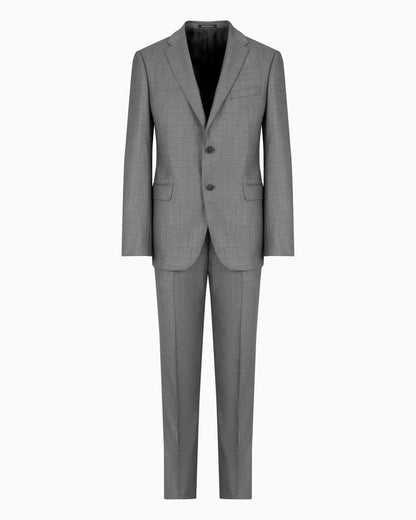 Single-breasted suit in a silky-finish grisaille