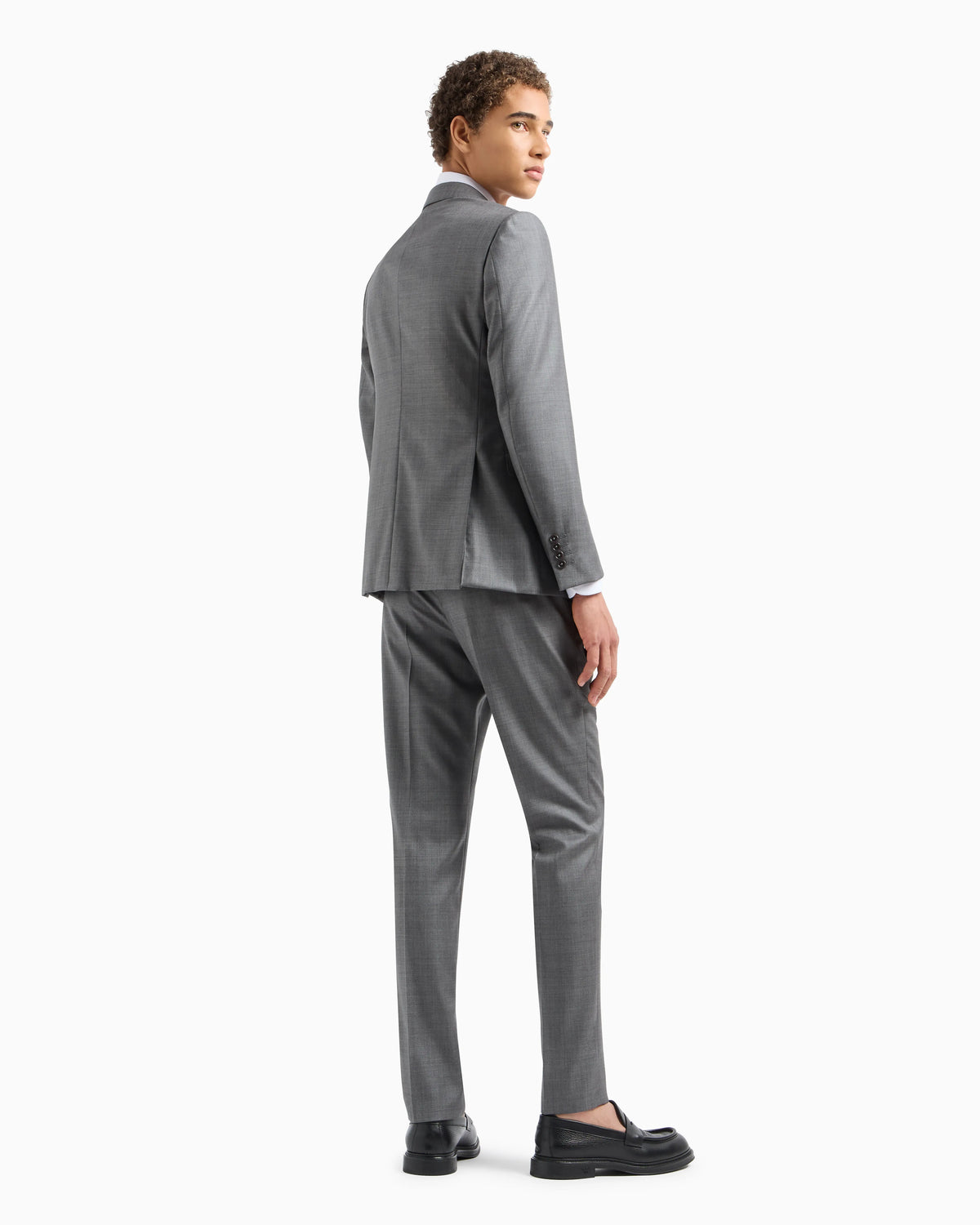 Single-breasted suit in a silky-finish grisaille
