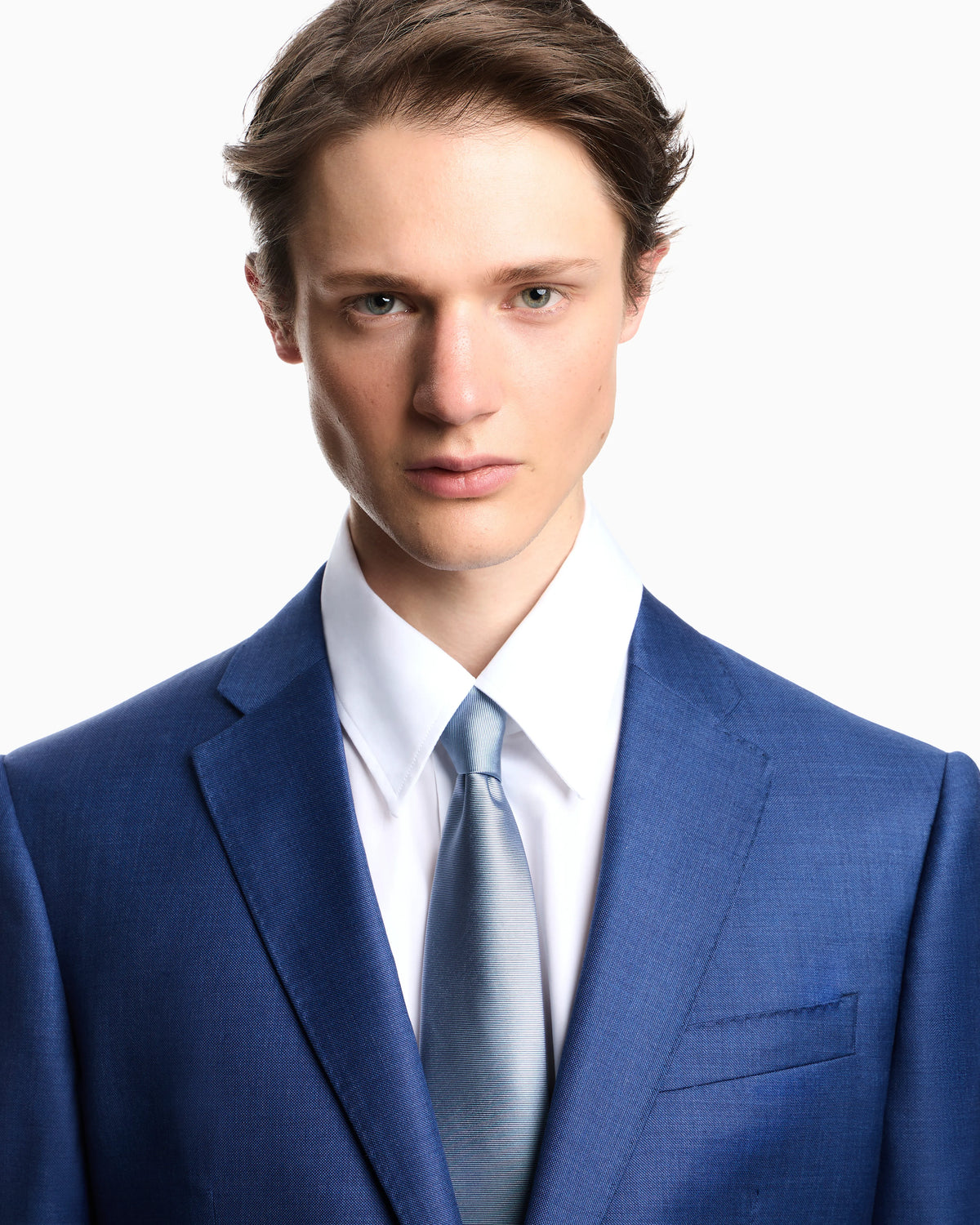 Single breasted suit in virgin wool grisaille