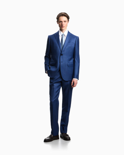 Single breasted suit in virgin wool grisaille