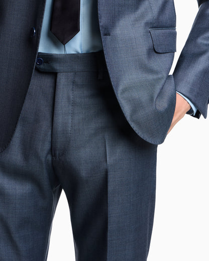 Single breasted suit in virgin wool grisaille