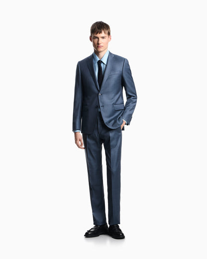 Single breasted suit in virgin wool grisaille