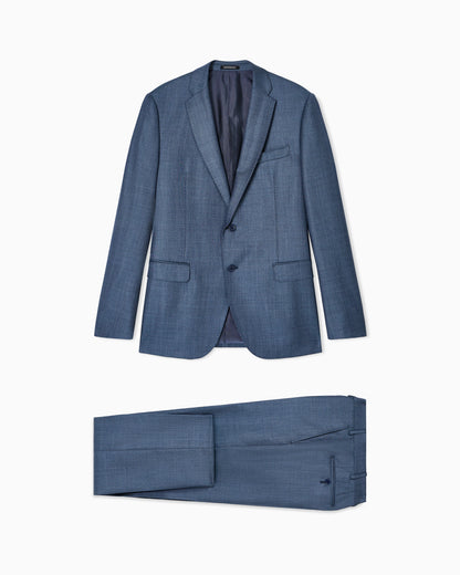 Single breasted suit in virgin wool grisaille