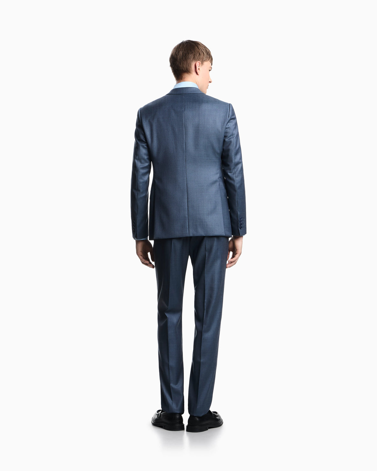 Single breasted suit in virgin wool grisaille