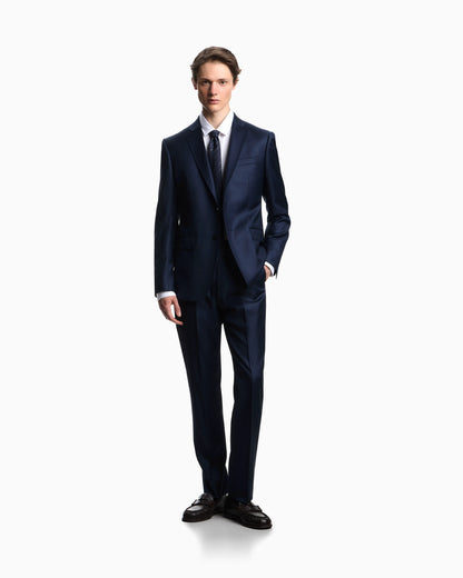 Single breasted suit in virgin wool grisaille