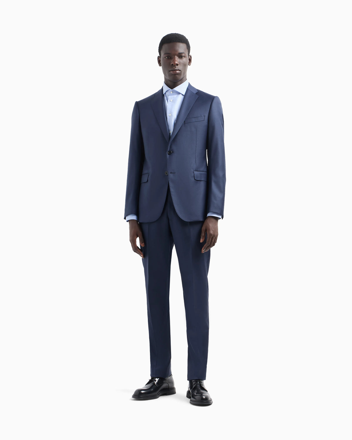 Single breasted suit in virgin wool grisaille