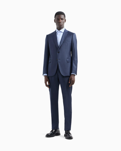 Single breasted suit in virgin wool grisaille