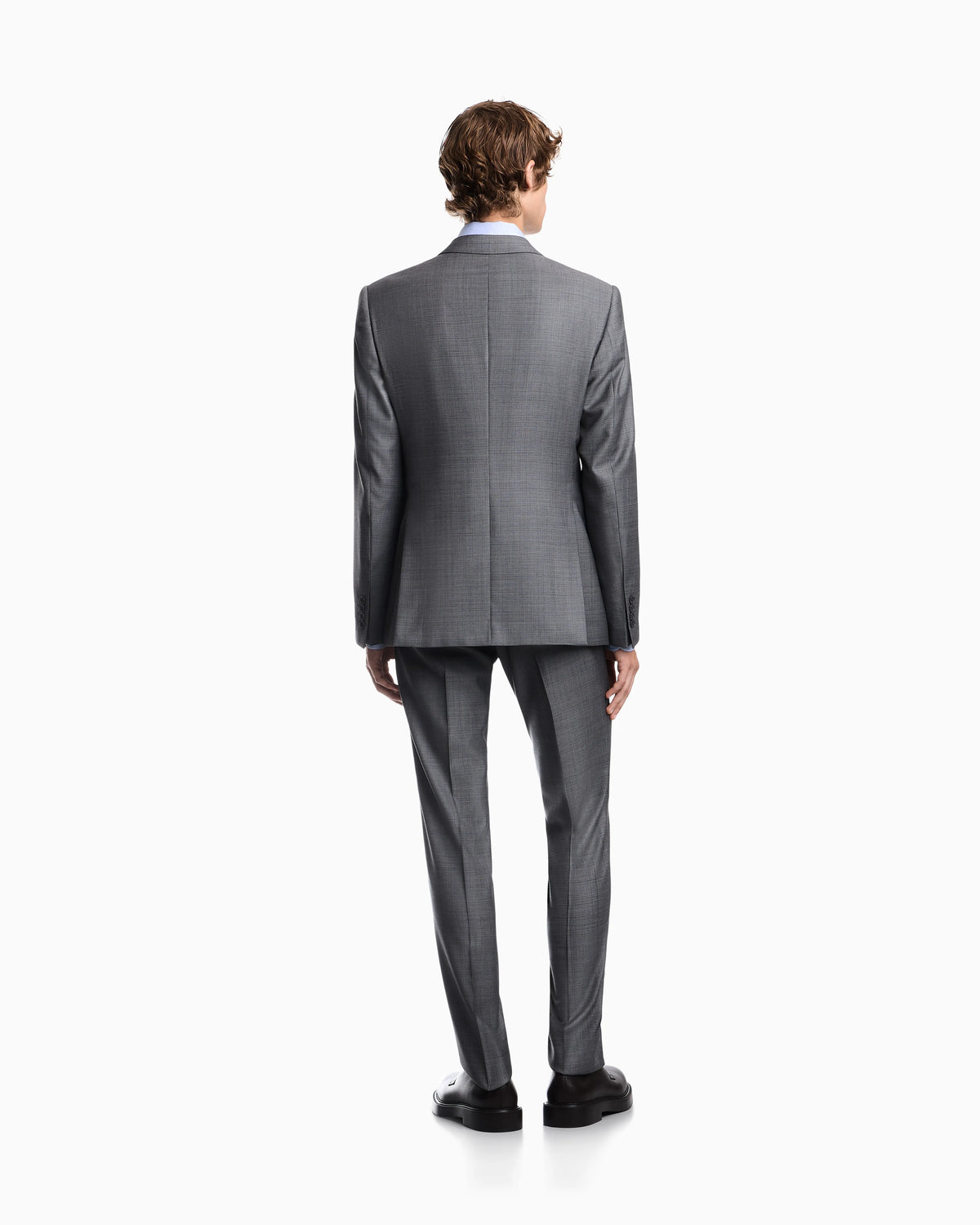 Lined suit in virgin wool with basket weave effect