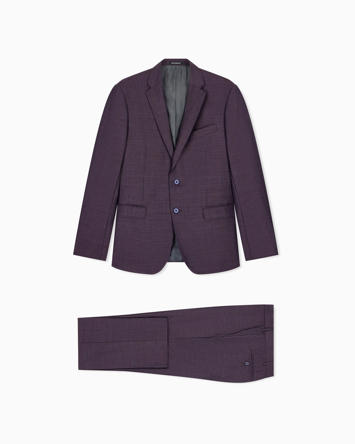 Lined suit in virgin wool with basket weave effect
