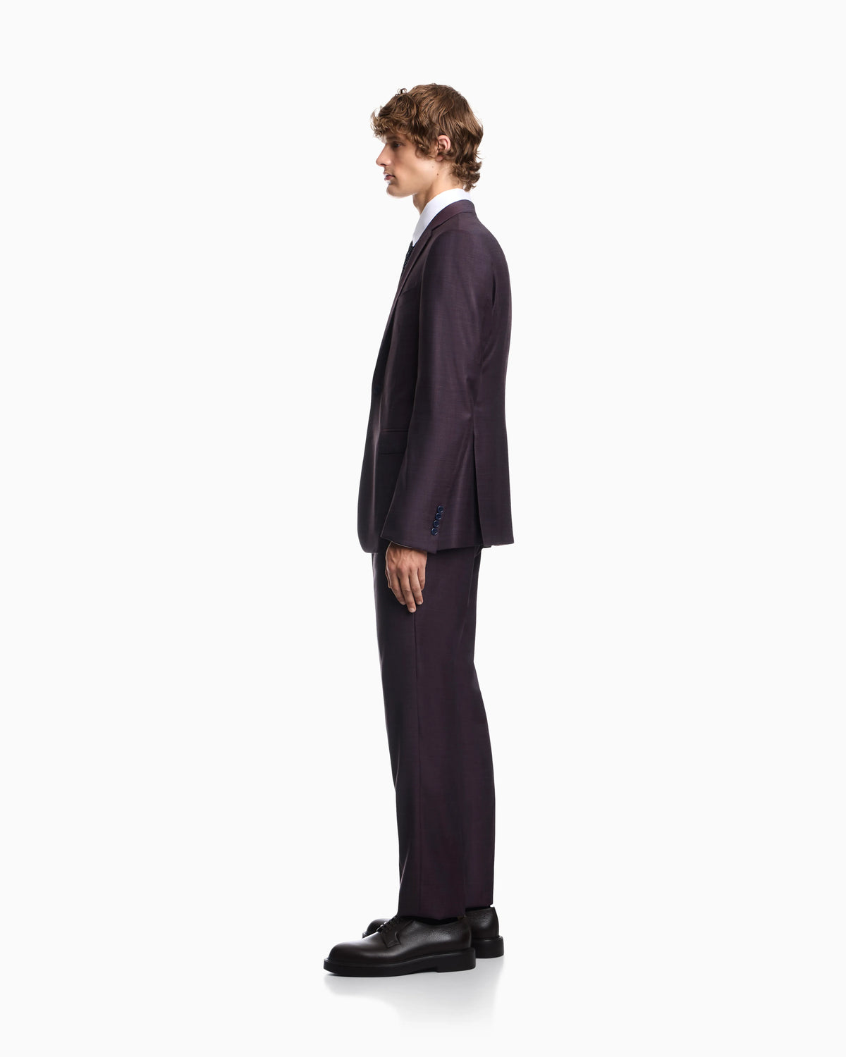 Lined suit in virgin wool with basket weave effect