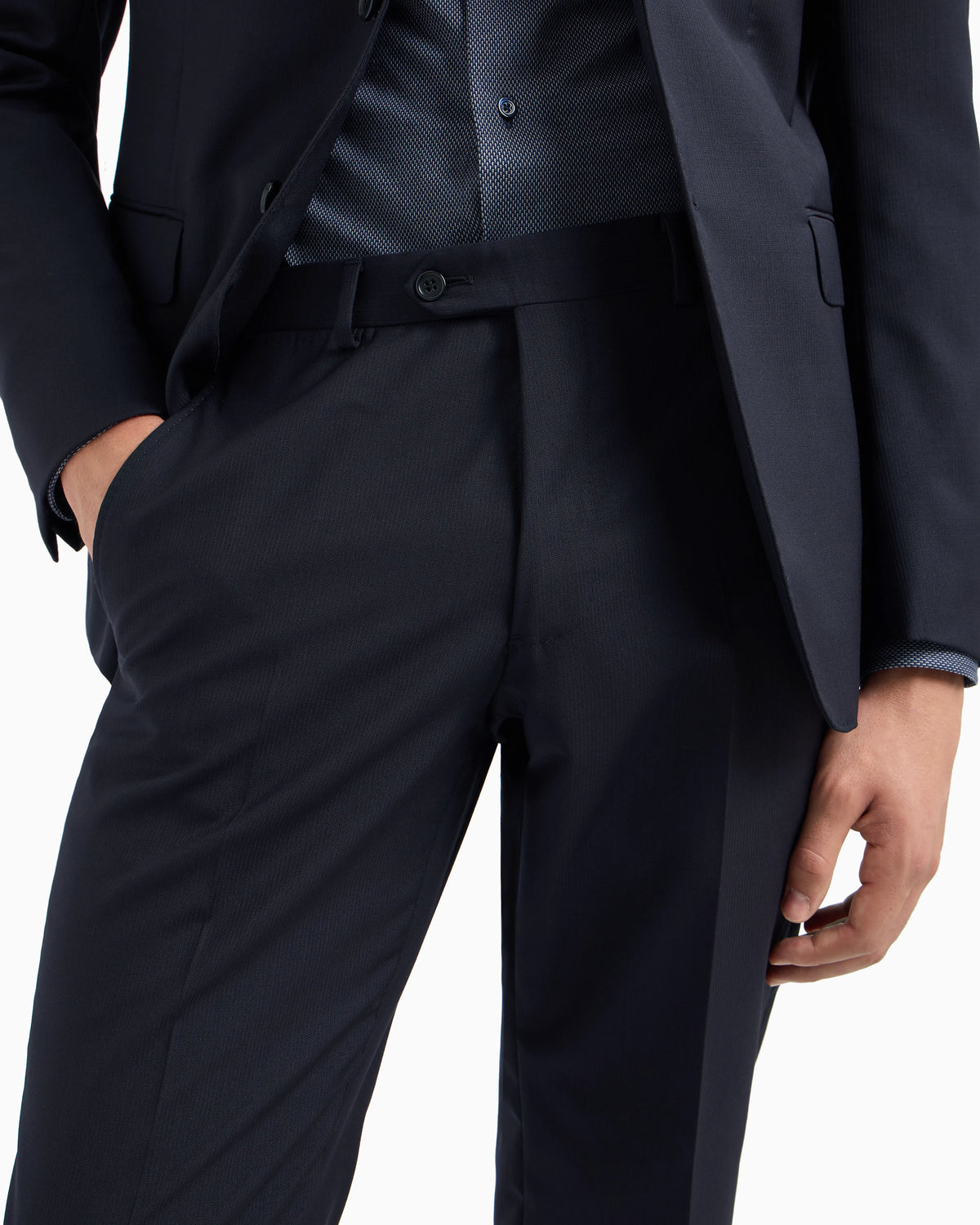 Slim-fit, single-breasted suit in tone-on-tone micro-striped virgin wool
