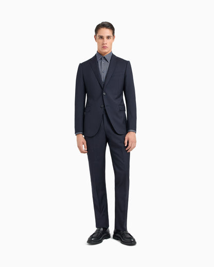 Slim-fit, single-breasted suit in tone-on-tone micro-striped virgin wool