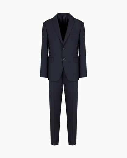 Slim-fit, single-breasted suit in tone-on-tone micro-striped virgin wool