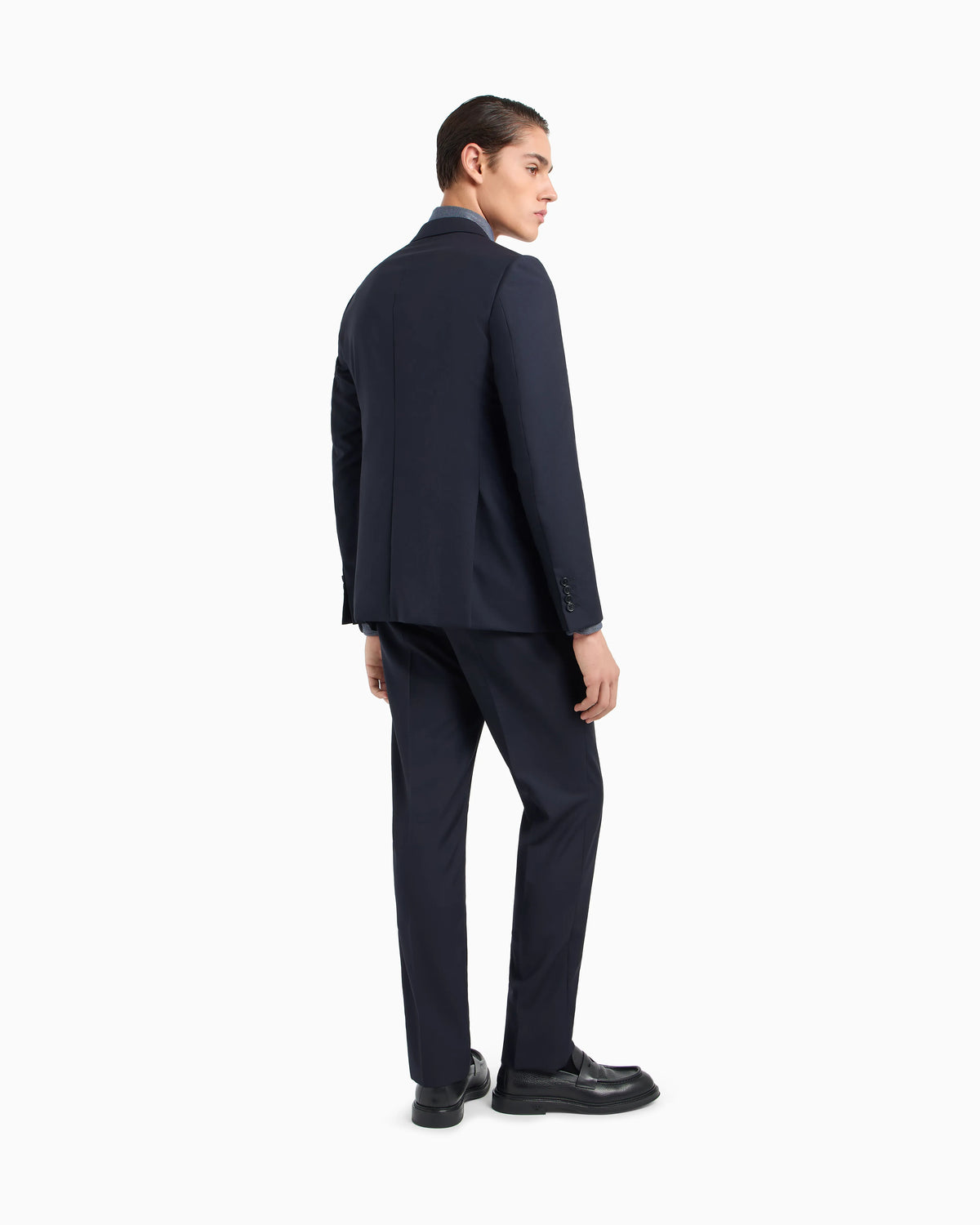 Slim-fit, single-breasted suit in tone-on-tone micro-striped virgin wool