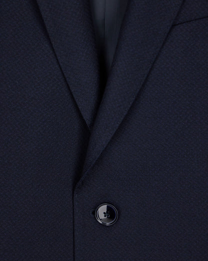 Lined suit in virgin wool with a micro design