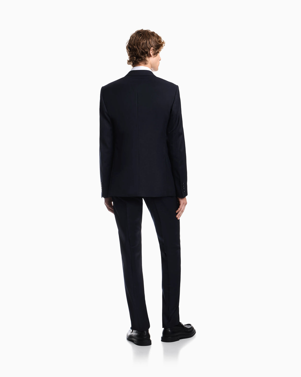 Lined suit in virgin wool with a micro design