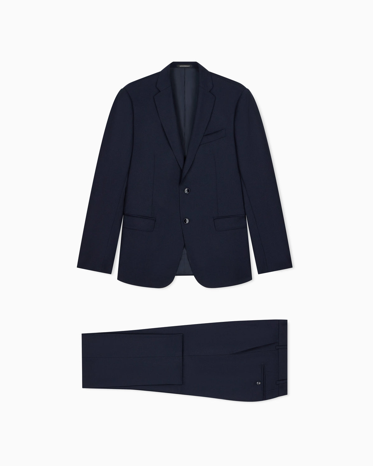 Lined suit in virgin wool with a micro design