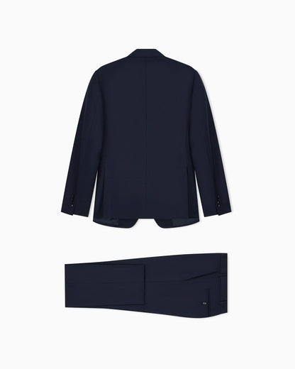 Lined suit in virgin wool with a micro design