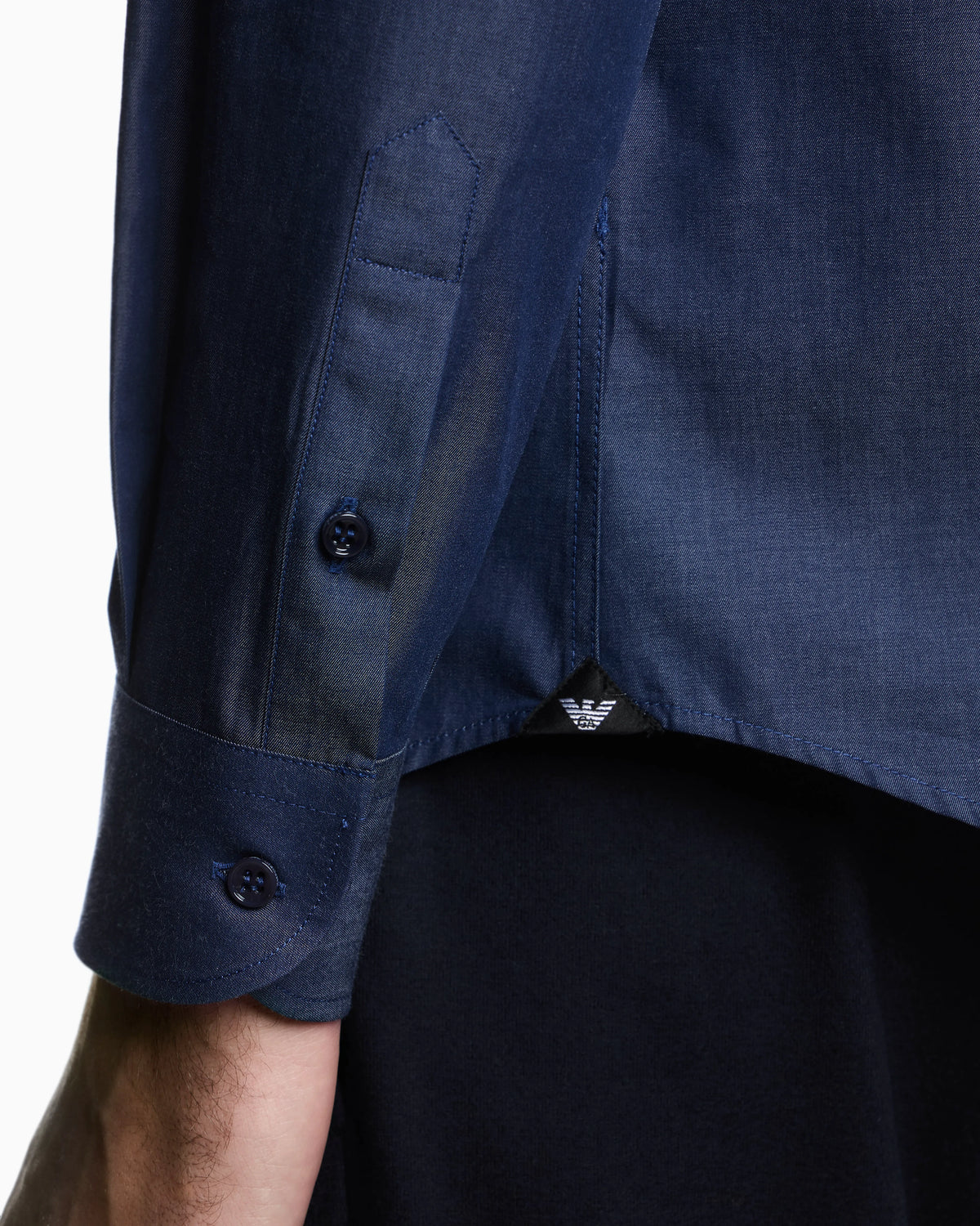 Denim-effect fabric shirt
