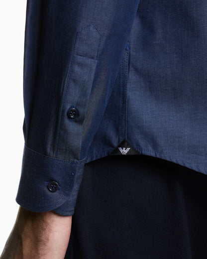 Denim-effect fabric shirt