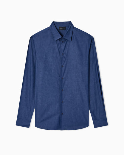 Denim-effect fabric shirt