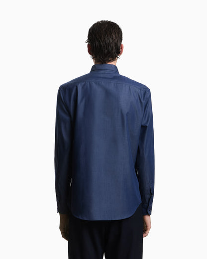 Denim-effect fabric shirt