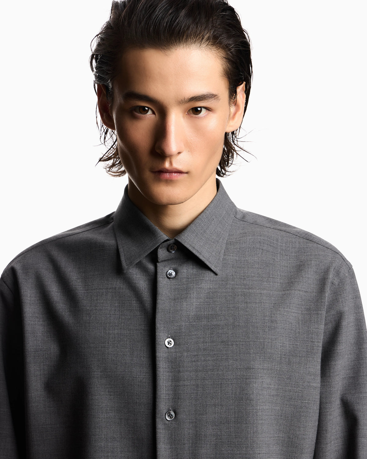 Soft-finish virgin-wool canvas shirt