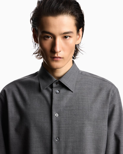 Soft-finish virgin-wool canvas shirt