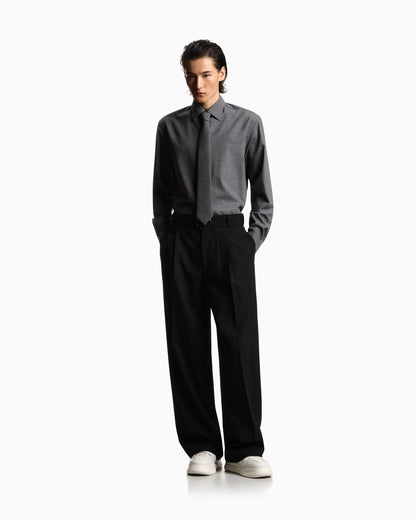 Soft-finish virgin-wool canvas shirt