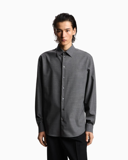 Soft-finish virgin-wool canvas shirt