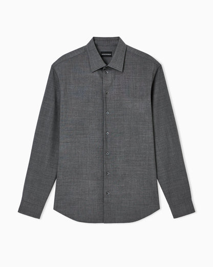 Soft-finish virgin-wool canvas shirt